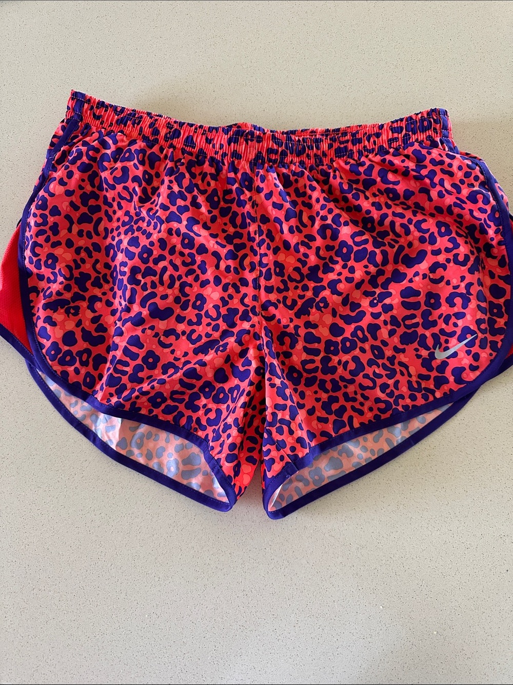Nike Hot Pink and Purple Leopard Print Athletic Shorts